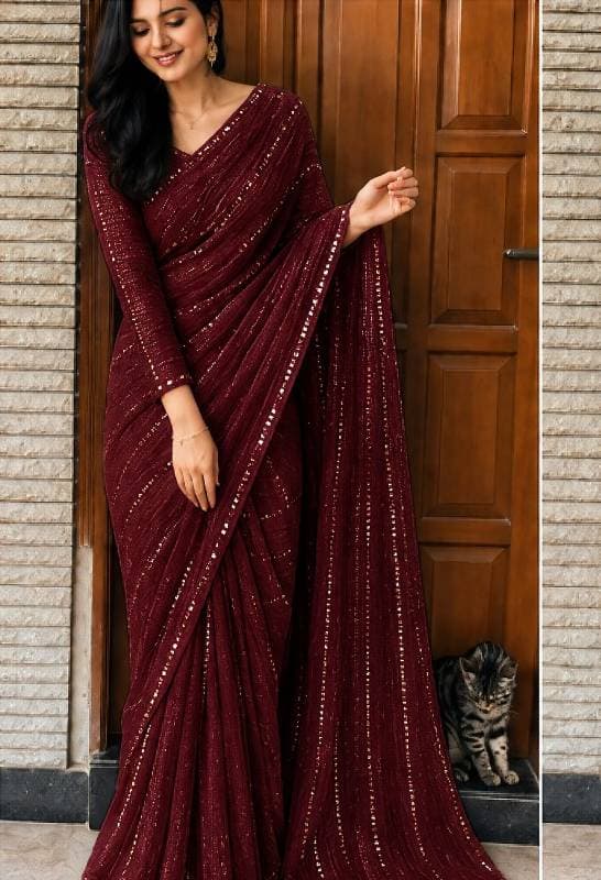 ❤️ Maroon (মেরুন) শাড়ি 
