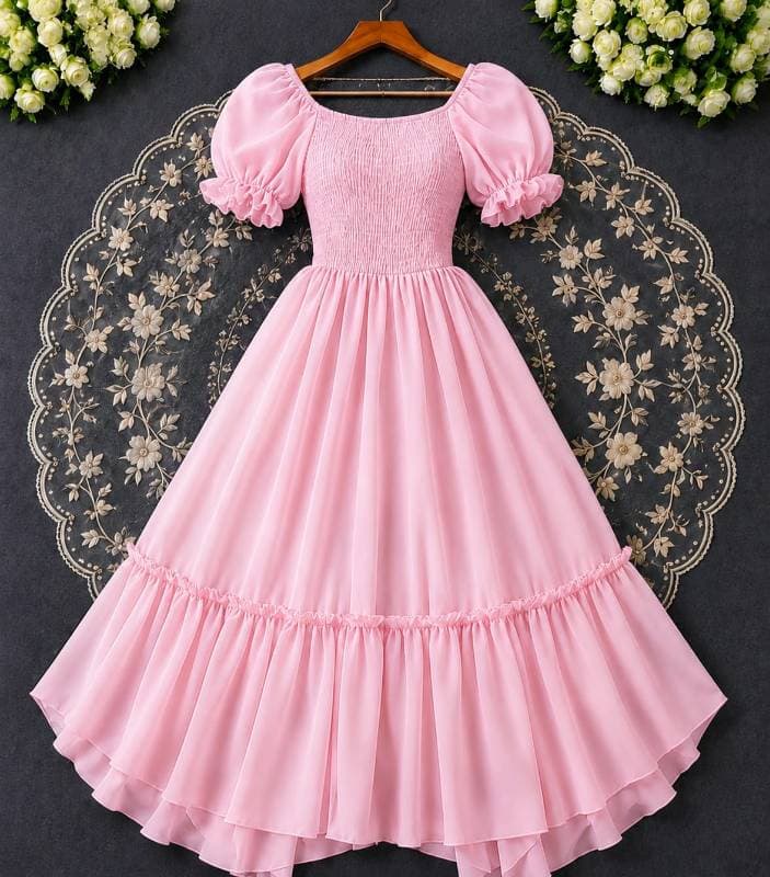 🎀 Princess Party Gown 2. 🌸 হালকা গোলাপি — Baby Pink thumbnail 1