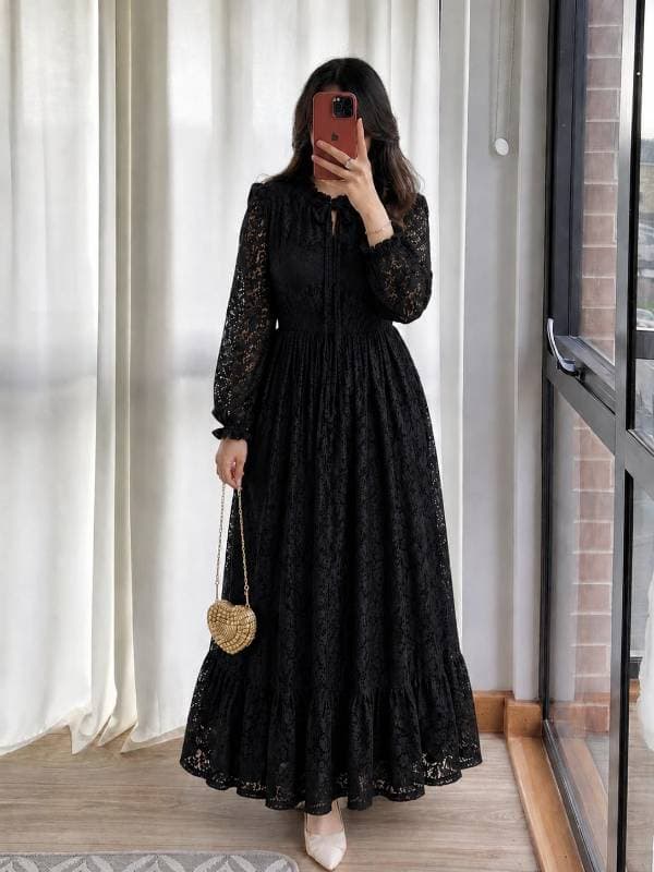 ✨ Mocha Lace Gown ✨ (কালো কালার) 🖤 thumbnail 1
