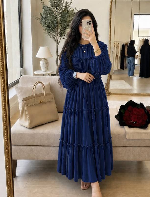✨ Elora Ruffle Gown ✨ 💙 রয়্যাল নেভি ব্লু —  Royal Navy Blue