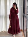 ✨ Mocha Lace Gown ✨ (মেরুন কালার )🍷