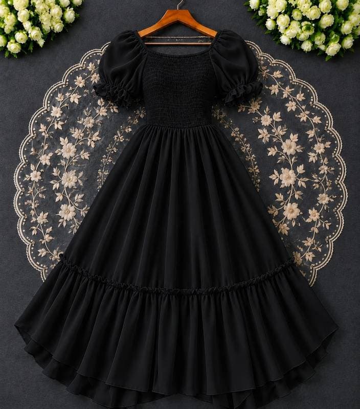 🎀 Princess Party Gown 4. 🖤 কালো — Black