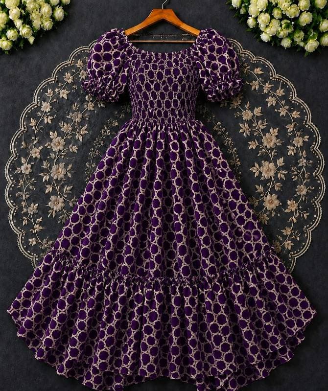 🎀 Princess Party Gown ball print 6. বেগুনি কালার 💜 thumbnail 1