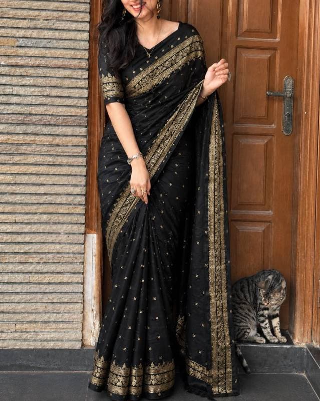 প্রিমিয়াম জাপানি সিল্ক শাড়ি ( কালো কালার 🖤)