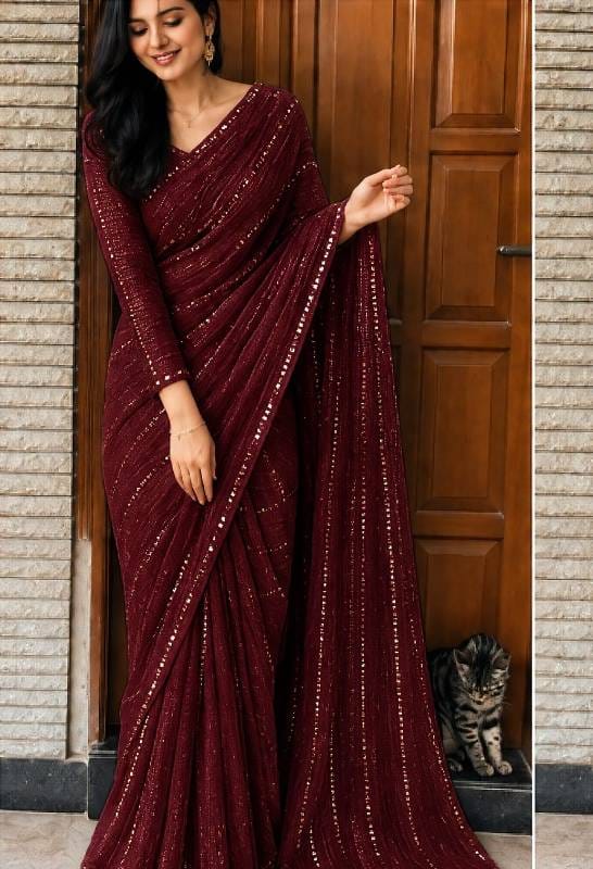 ❤️ Maroon (মেরুন) শাড়ি 