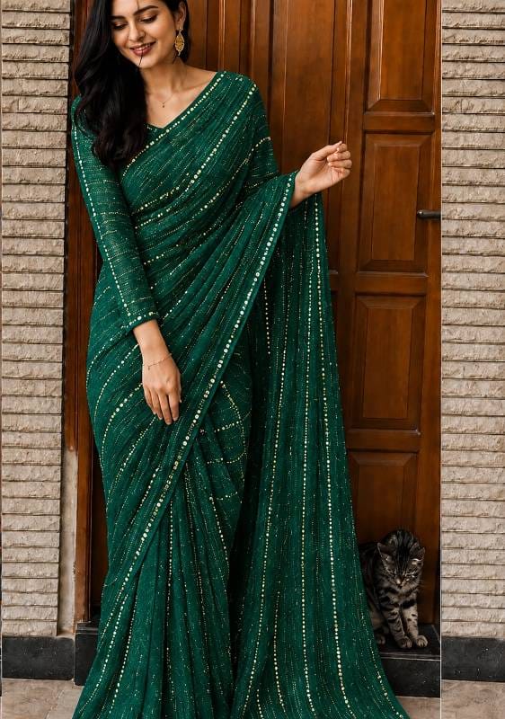 💚 Deep Emerald Green (ডিপ এমেরাল্ড গ্রিন) শাড়ি 