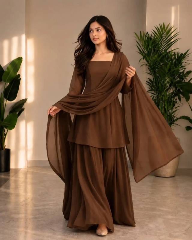 🤎 Chocolate Brown (চকলেট ব্রাউন) থ্রি পিস