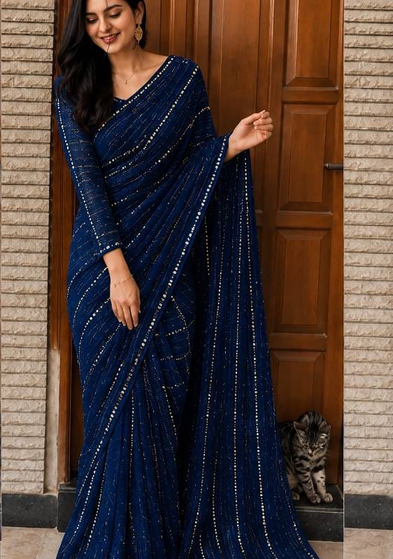 💙 Navy Blue (নেভি ব্লু) শাড়ি