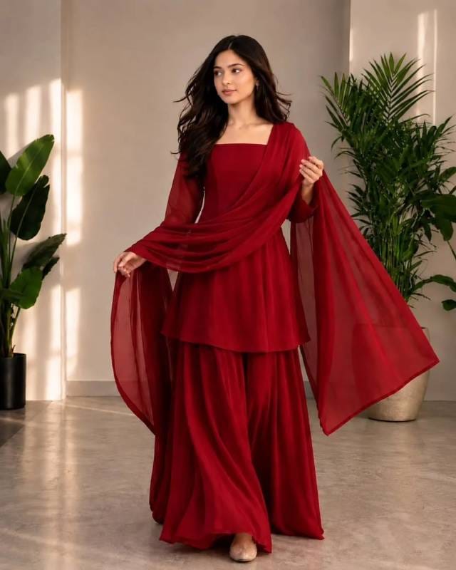  ❤️ Red (লাল) থ্রি পিস 